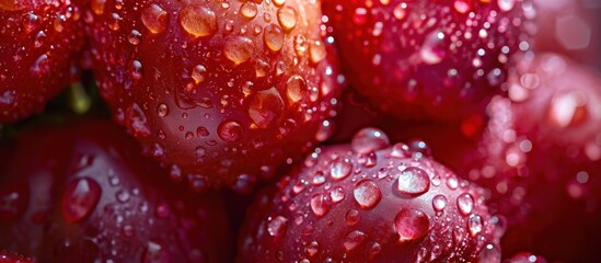 red apple with water drops