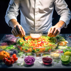 Obraz na płótnie Canvas prepare healthy vegetable salad