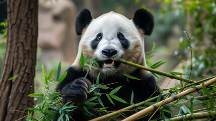 Panda chewing on bamboo 