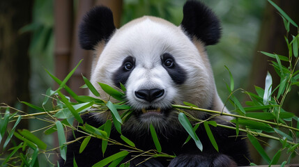 Panda chewing on bamboo 