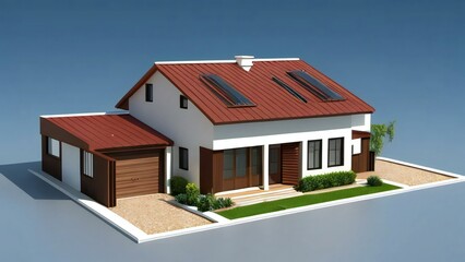 3d illustration of residential building exterior isolated on white background, Concept for real estate or property.