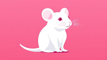 attention-grabbing icon of a laboratory rat with a white coat, red eye, and a distinctive pink tail.