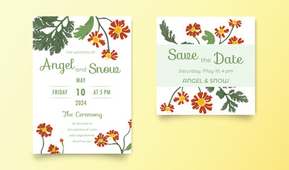 Fototapeta na wymiar Two invitation cards for the wedding celebration