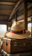 suitcase, hat, travel, impression, vacation, luggage, flight, holidays, vacation, freedom