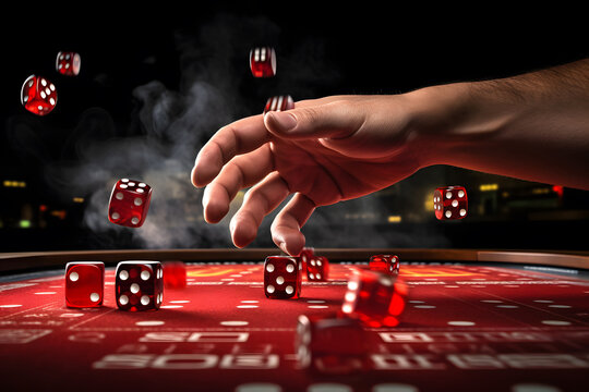 They roll the dice on the table in the casino. Gambling image