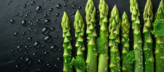 green asparagus on a wooden table