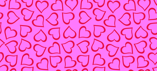 Fototapeta premium Red love heart seamless pattern background, Valentine's day holiday print texture, beautiful romantic wedding design backdrop, hearts background - stock vector