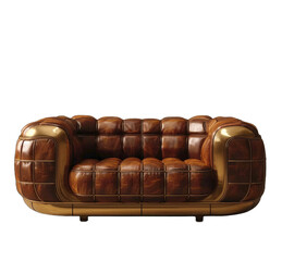 Obraz premium a_brown_leather_sofa_with_golden_frames