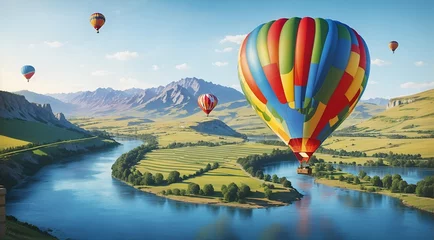 Photo sur Plexiglas Ballon Balloon flight Hot air balloon flight blue sky