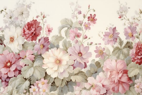 Vintage style of tapestry flowers pattern background ( Filtered image processed vintage effect,  )