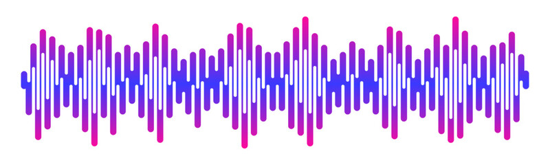 Sound wave sign, musical sound wave in blue pink color, digital and analog line waveform, voice recording, equalizer, electronic signal