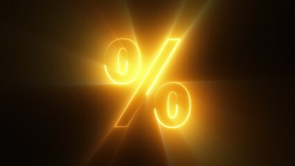 Neon percent sign. Computer generated 3d render - obrazy, fototapety, plakaty