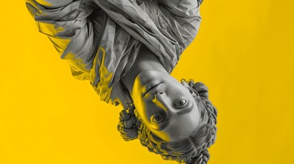 Vivid Statue Art on Yellow Background