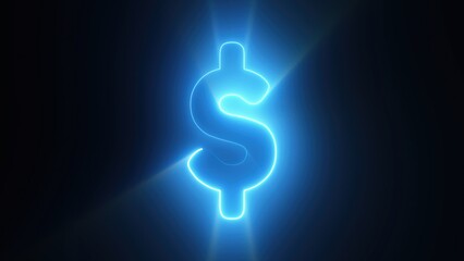 Obraz premium Neon dollar sign. Computer generated 3d render