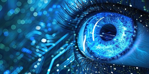 Eye made of blue data surveillance concept - obrazy, fototapety, plakaty