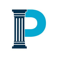 Pillar Logo combine with letter P vector template