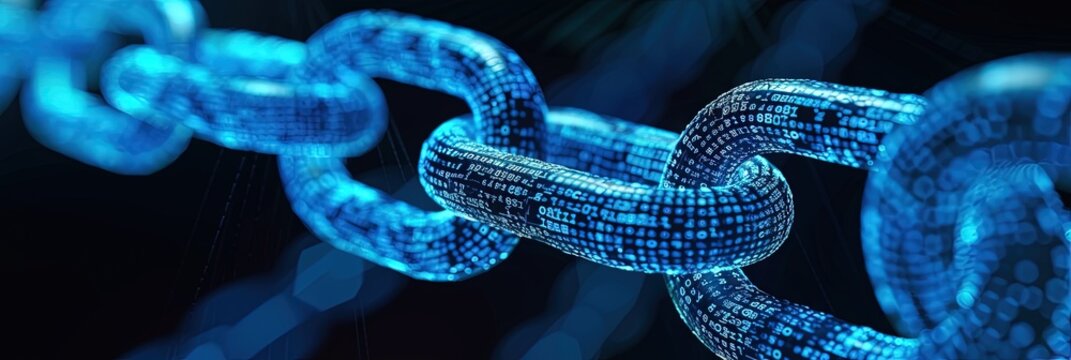blockchain technology concept with chain made of  digital data