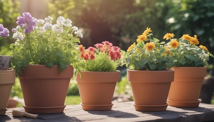 Fototapeta na wymiar pots in the garden