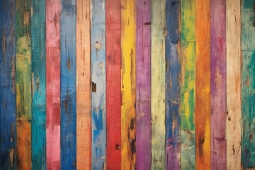 Vintage colorful wooden wall background,  Colorful wood planks texture
