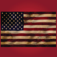 Fototapeta premium American Flag Vintage with Reddish Background Abstract Vector Art