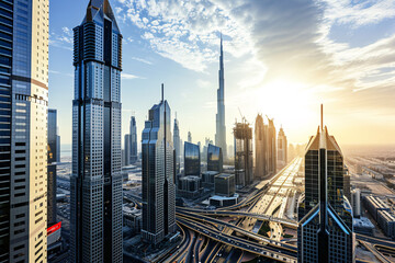 a city with many tall buildings - Powered by Adobe