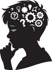 silhouette of a  thinking boy illustration 
