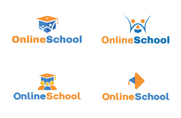 Fototapeta na wymiar Education online school logos set