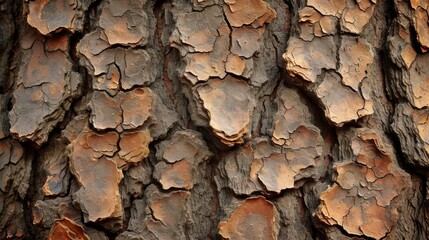Nature's textured masterpiece, the tree's sturdy trunk reveals its rich history through its rugged bark in this striking outdoor close-up