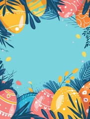Obraz na płótnie Canvas Easter card. Decorated eggs with copy space