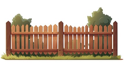 Isolated wooden fence, a classic outdoor design enhancing the aesthetics of your backyard, providing privacy and a touch of natural elegance
