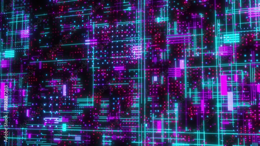 Poster digital cyberspace with dots and lines. computer generated 3d render