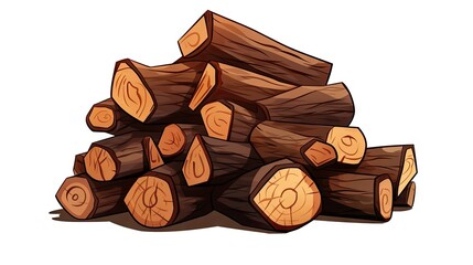 Chopped logs of firewood isolated on a white background, a natural and eco-friendly heating source,