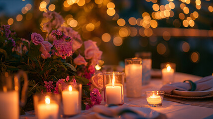 A wonderful dinner, a magnificent table prepared for a beautiful celebration