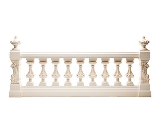 a white railing with columns
