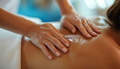 Obraz na płótnie Canvas Close up of female patient having back massage in a clinic