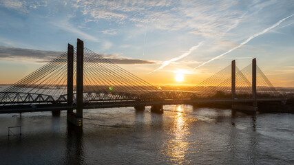    sunset over the bridge