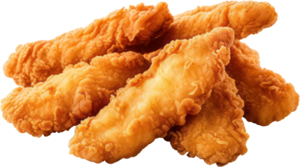 Delicious Tasty crispy fried Chicken strips, Hot Chicken Tenders, PNG, Transparent, isolate.