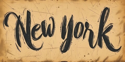 Classic Parchment Style New York Calligraphy Design