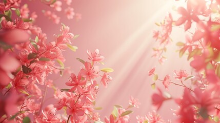 Pink Blossoms and Sunlight in Spring Nature
