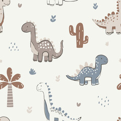 Cute Dinosaur Pattern for Children's Fabric © Nataliia Pyzhova