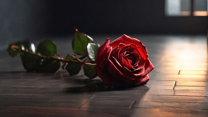Roses Lying on the Floor, in a Minimalist Room