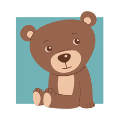 Teddy bear toy. Kind bear on a white background. Character for children. Cute animal for a postcard. Cartoon vector isolated illustration