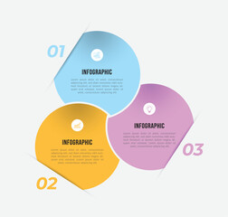 Vector infographic template design with 3 options or steps business data visualization template design. Can be used for process diagram, presentations, workflow layout, flow chart, steps, banner.