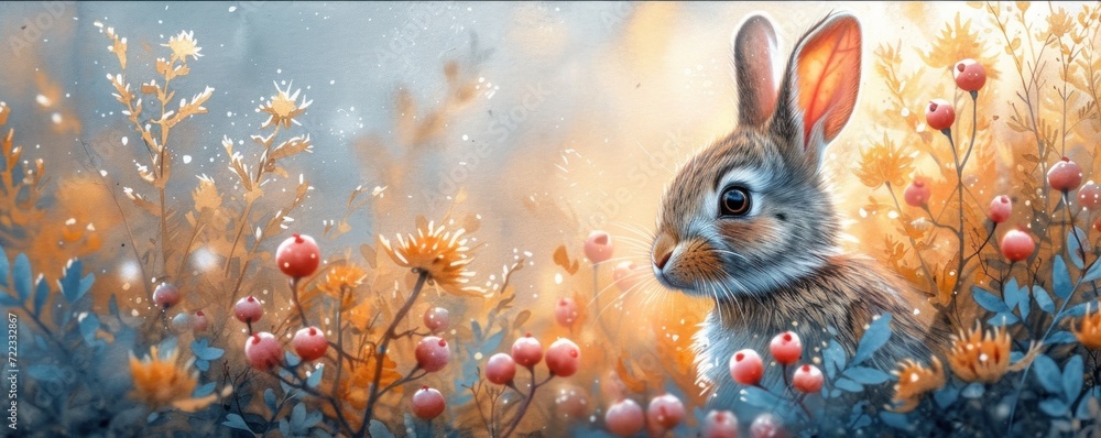 Wall mural easter bunny in the grass