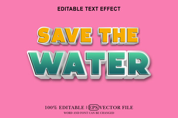 World water day 3d Text Effect Editable 3D Style eps vector