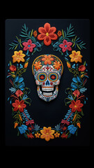 Mexican Dia de Los Muertos holiday traditional ethnic design background