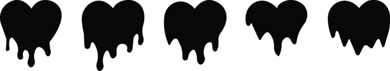 Set of black paint liquid. Ink drop . Black inkblot. Ink splattered textures. .Paint splashes for design use. Abstract vector, Cartoon paint splatters, isolated on transparent background.