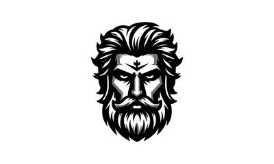 angry oldman with beard mascot logo icon , savage man mascot - obrazy, fototapety, plakaty