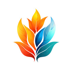 illustration of a leaf flower logo, colorful with transparent background
