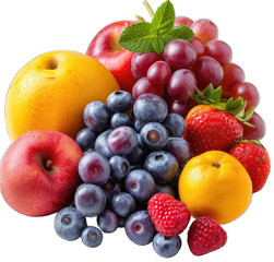 a_pile_of_various_fruits_on_white_background